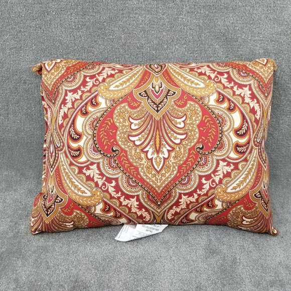 Golden Ridge Throw Pillow Gold Burgundy Multicolor Printed 16x11x4 - New - Picture 2 of 7